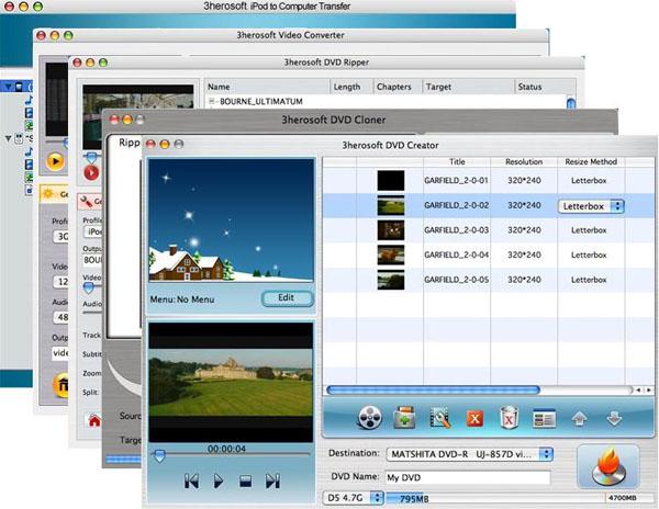 More screenshots of 3herosoft Mac DVD Toolkit.