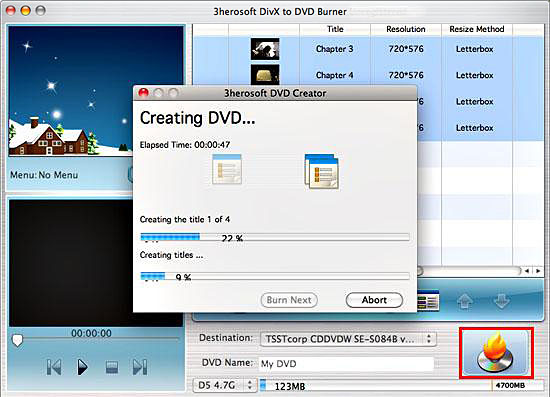 3herosoft DivX to DVD Burner for mac