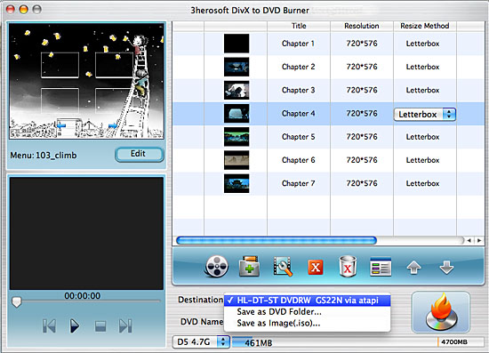 3herosoft DivX to DVD Burner for mac