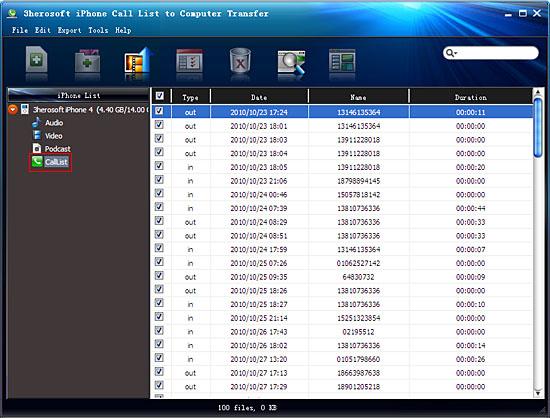 3herosoft iphone call list to computer transfer