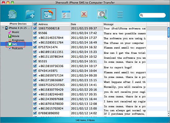 3herosoft iphone SMS to computer transfer for mac