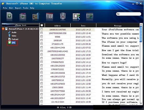 3herosoft iphone sms to computer transfer