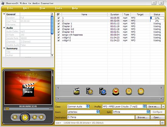 3herosoft video to audio converter